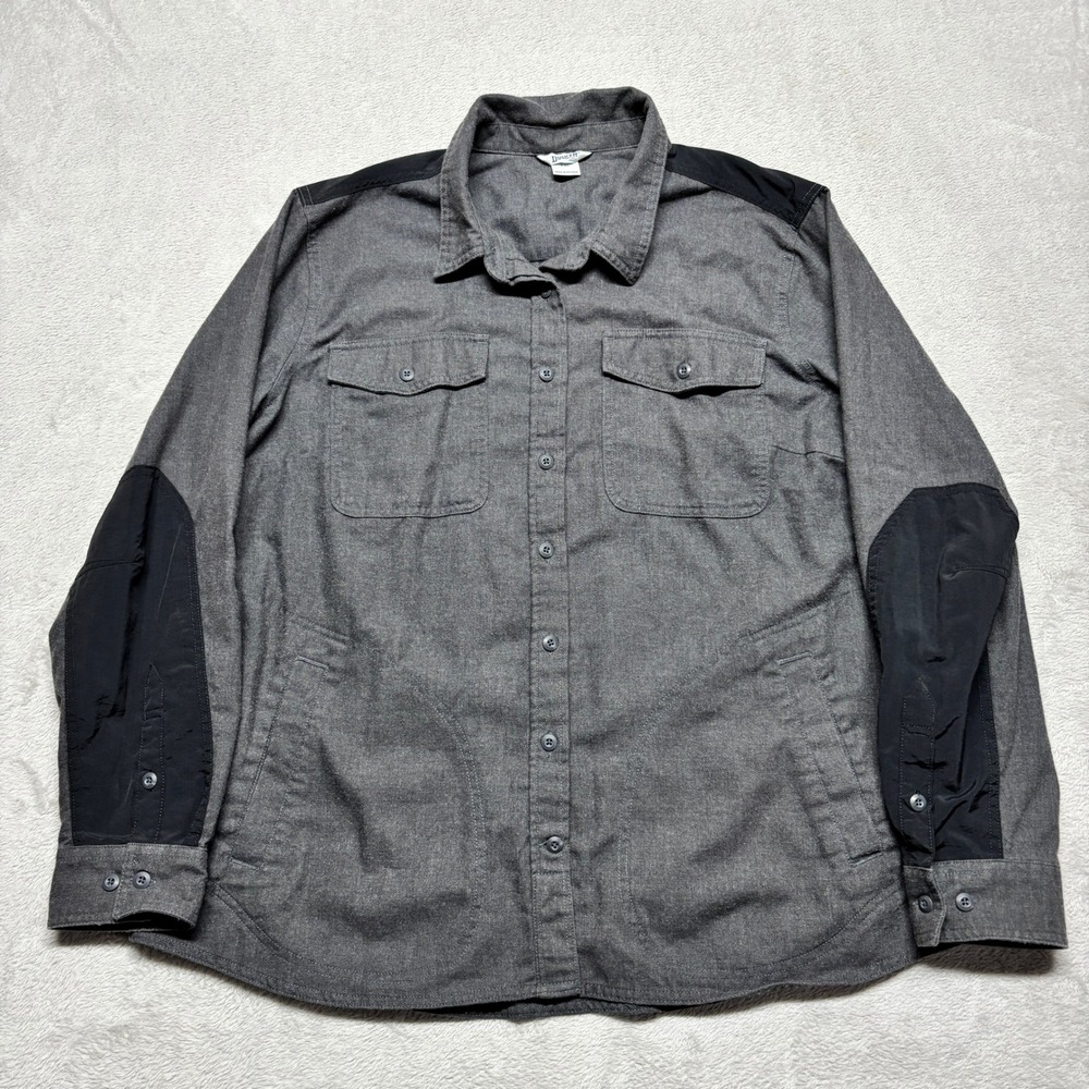 Duluth Trading Co Shirt Mens XXL Chore Pockets Gray Reinforced Elbows Workwear